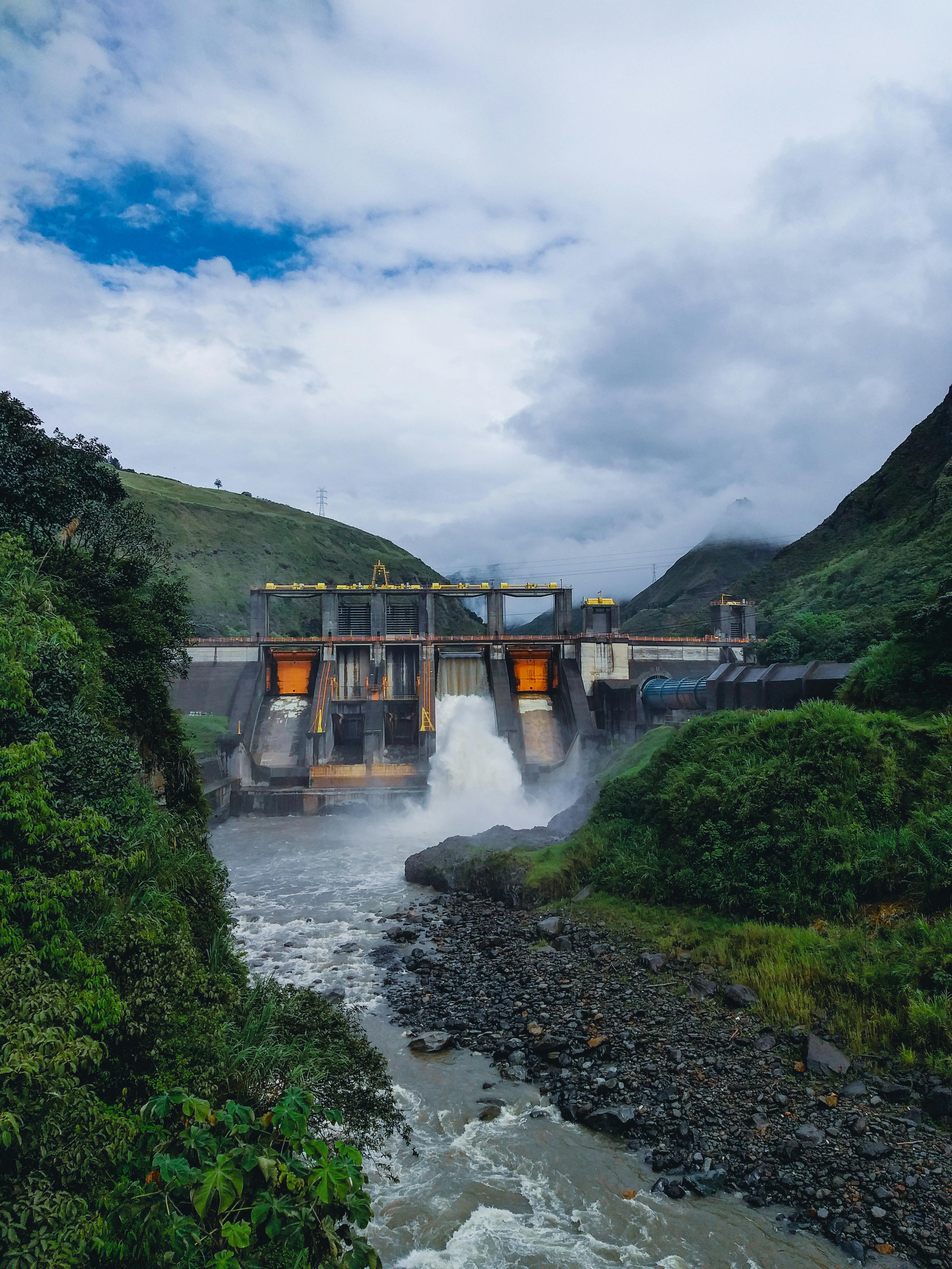 Side view of the hydropower dam structure